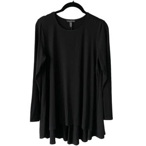 Eileen Fisher Stretchy Long Sleeve Blouse Round Neck Casual Black Small